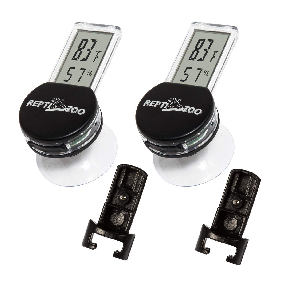 REPTI ZOO thermometer-hygrometer front view with clear LED display for quick habitat readings