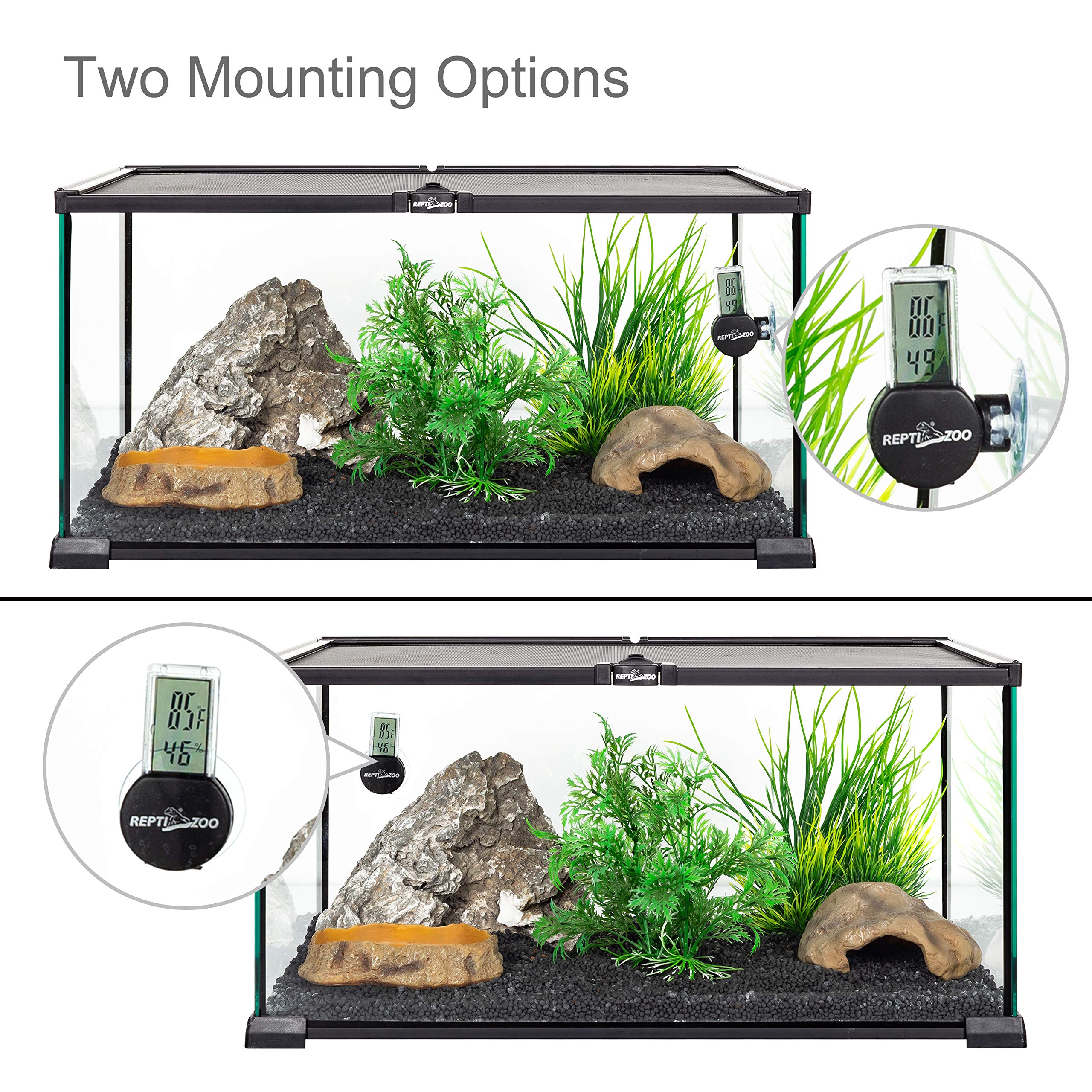 REPTI ZOO thermometer-hygrometer packaging and accessories