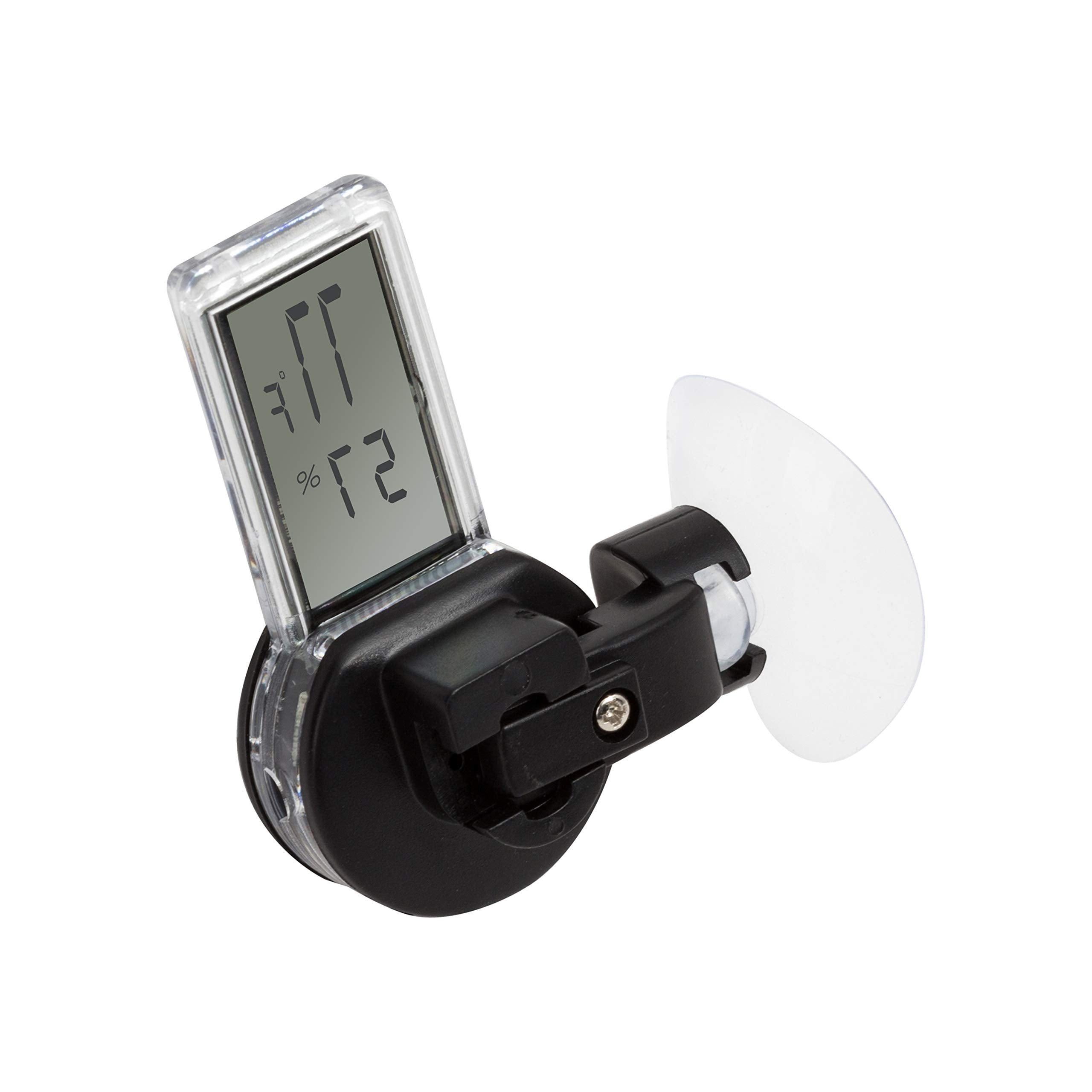REPTI ZOO thermometer-hygrometer side view showing front-or-side mounting option