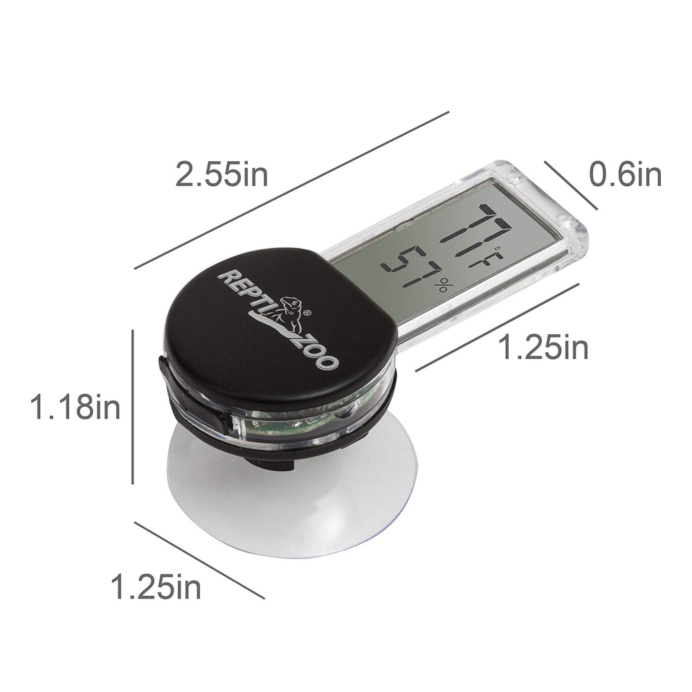 REPTI ZOO thermometer-hygrometer suction-cup mounting on glass for flexible placement