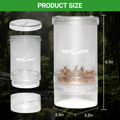 REPTI ZOO transparent cricket keeper side view enables easy observation during feeding