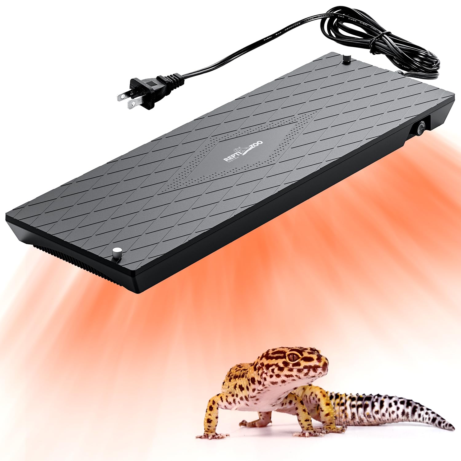 REPTI ZOO heat panel mounted under lid for efficient reptile warmth in large terrariums.