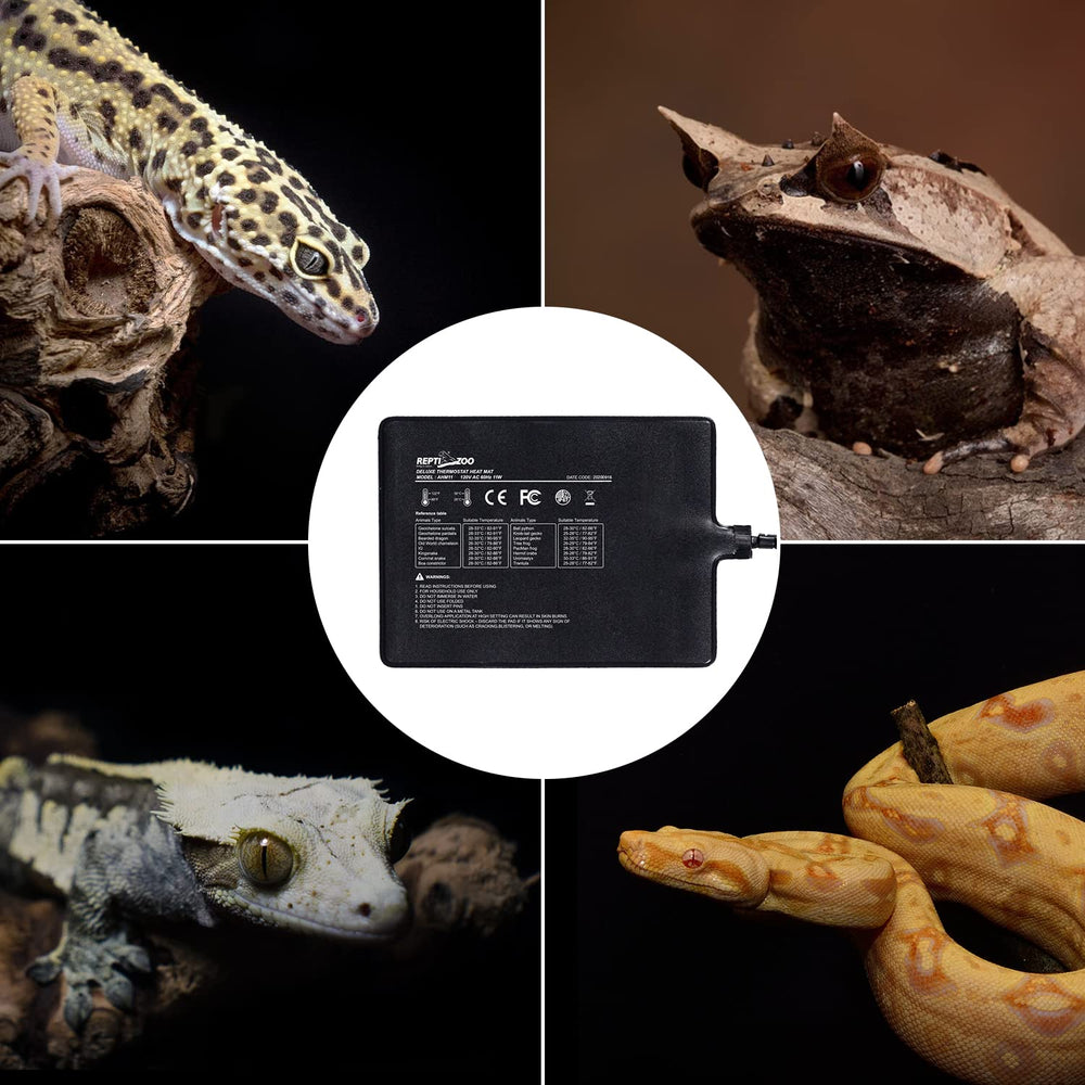 REPTI ZOO heat mat installed on tank side for versatile heating coverage