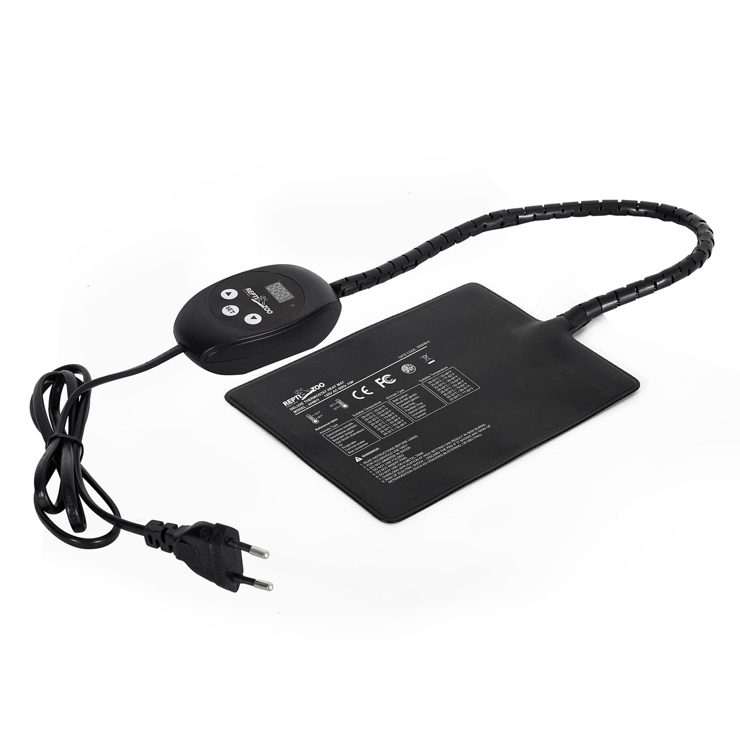 REPTI ZOO temperature range graphic highlights 68-122°F suitability