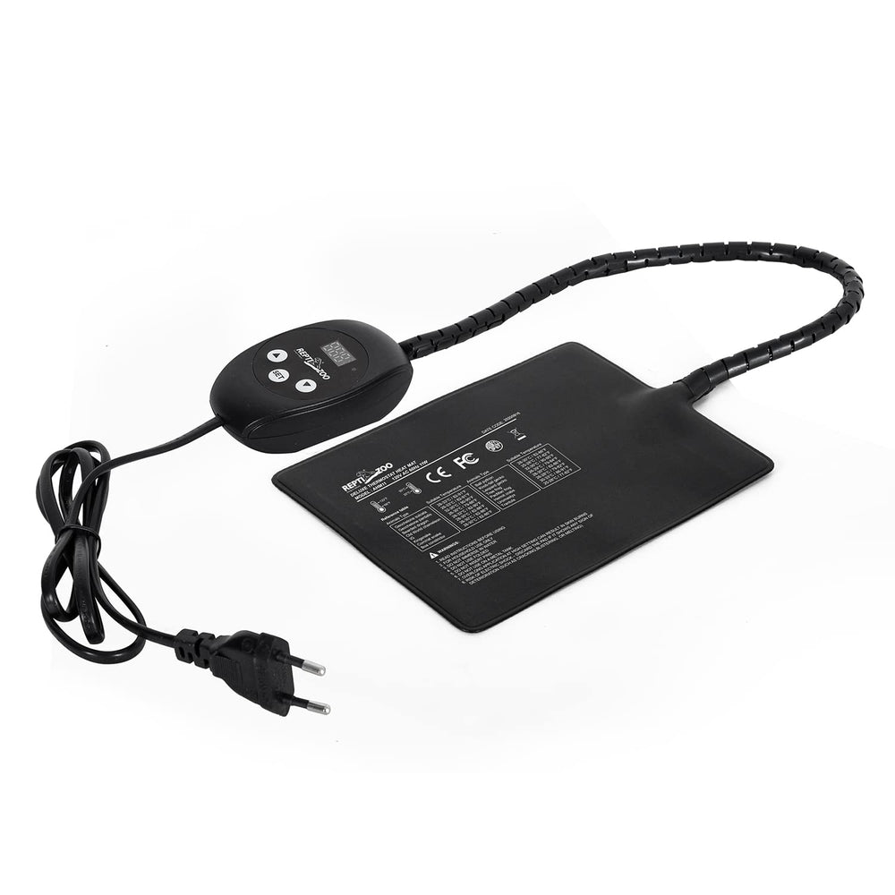 REPTI ZOO temperature range graphic highlights 68-122°F suitability