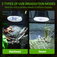 REPTI ZOO UVB light dimming feature shown enabling day-night cycle adjustments.