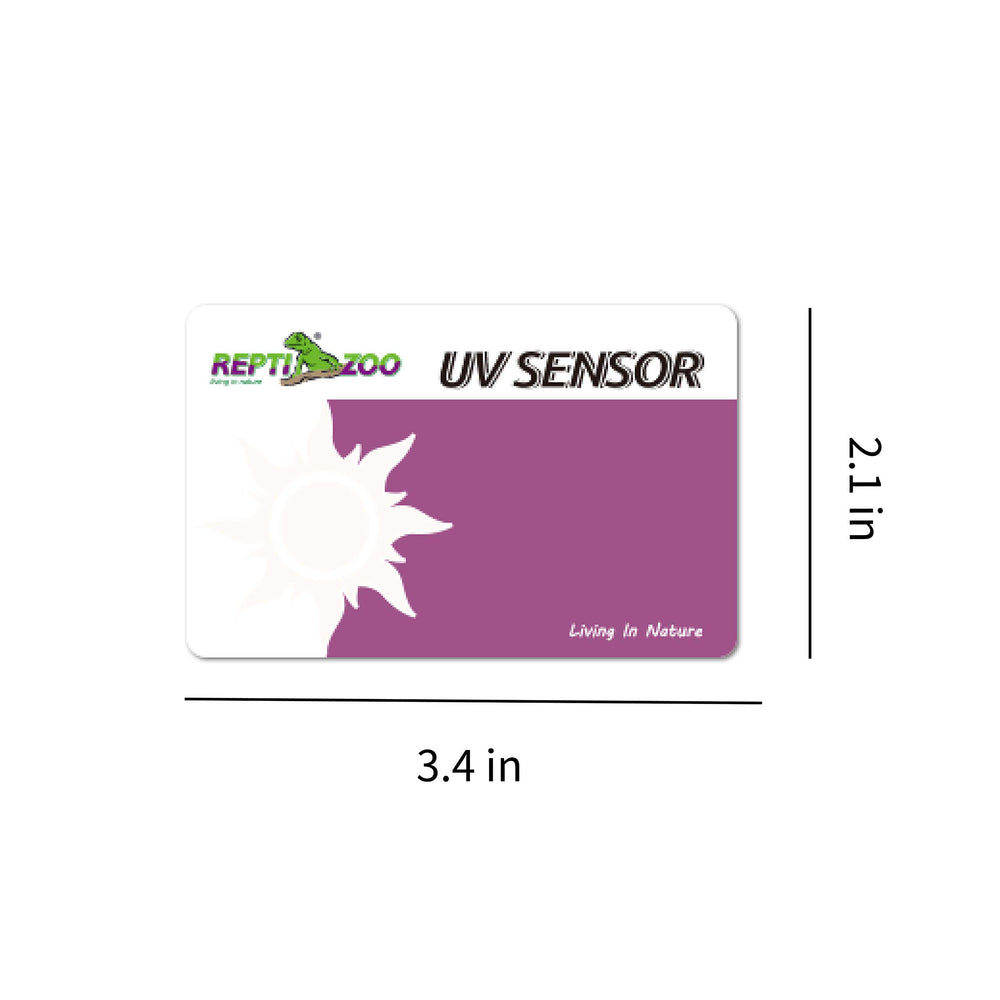 REPTI ZOO UVB tester card back with quick-use instructions for lamp checks.