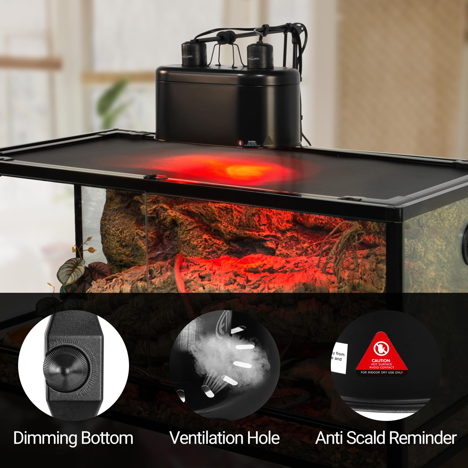 REPTI ZOO Ventilation hole promotes safe heat dissipation during use.