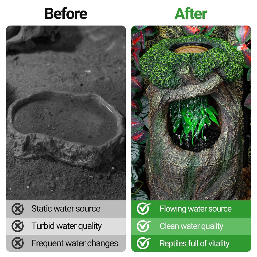 REPTI ZOO waterfall fountain detachable structure enables quick cleaning and maintenance.