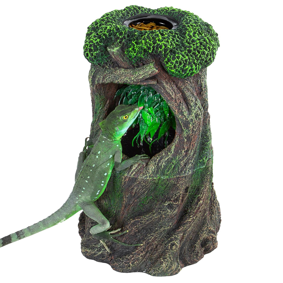 REPTI ZOO waterfall fountain front view highlights compact design for easy monitoring and maintenance.