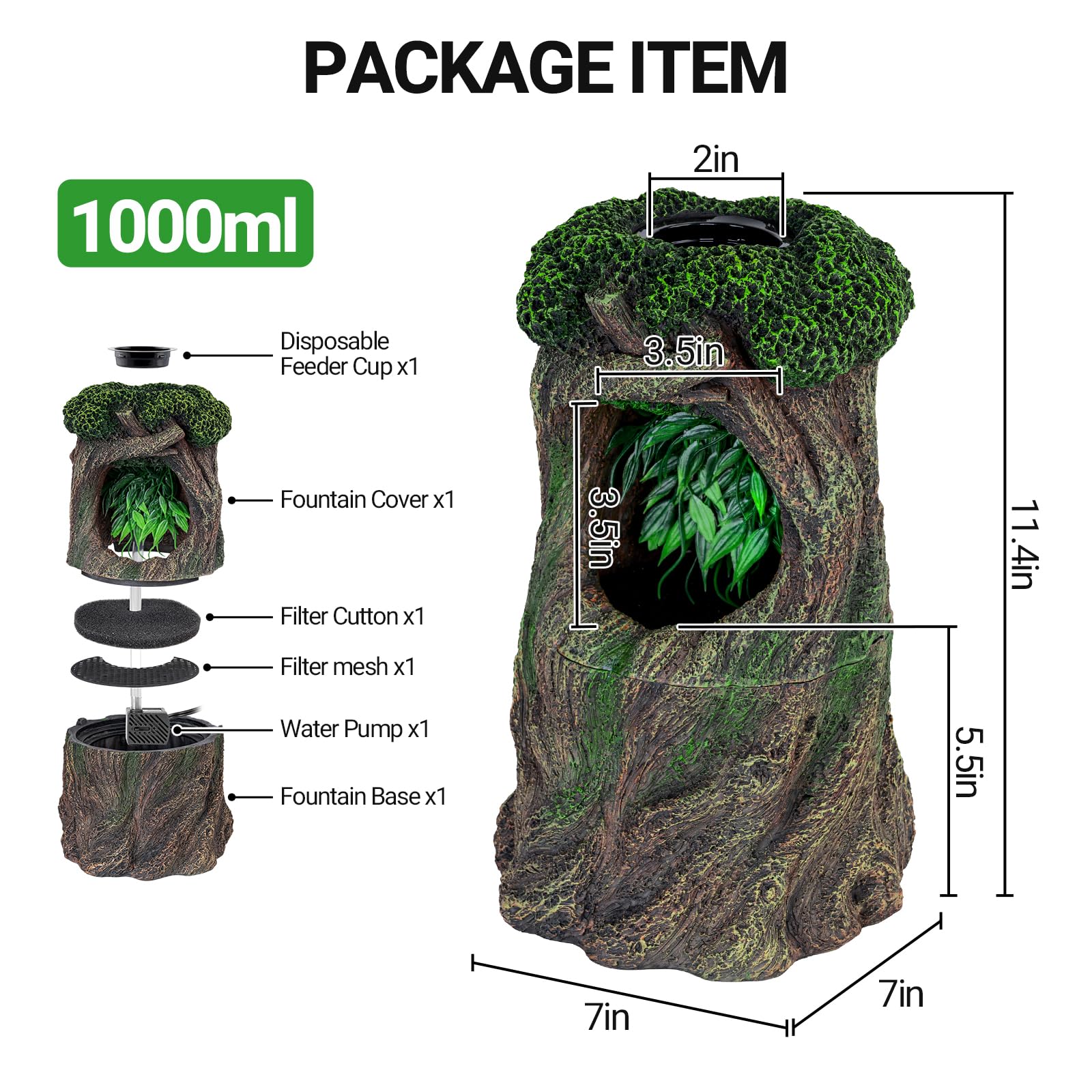 REPTI ZOO waterfall fountain terrarium decoration shows naturalistic habitat accent.