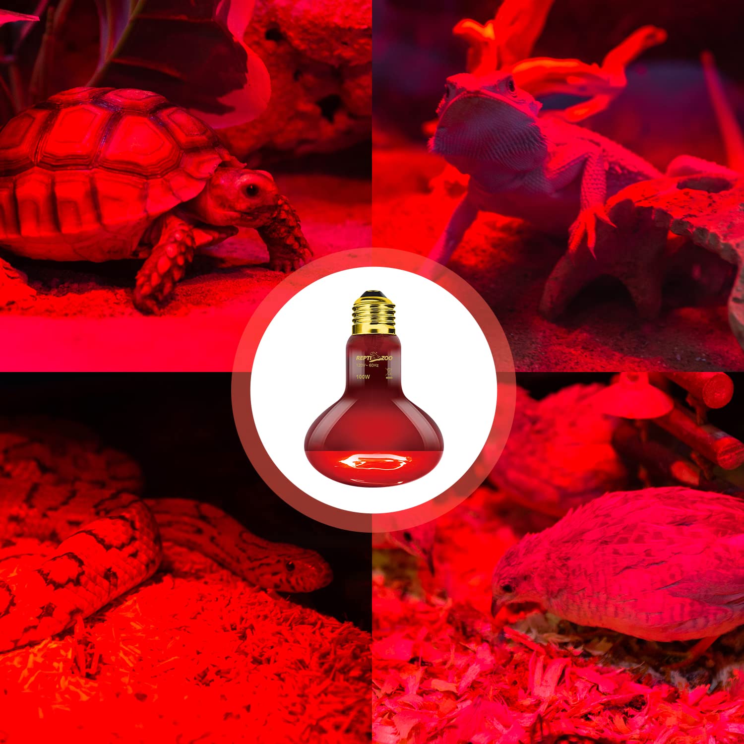 REPTI ZOO wide-application heat lamp suitable for reptiles and chicks brooders
