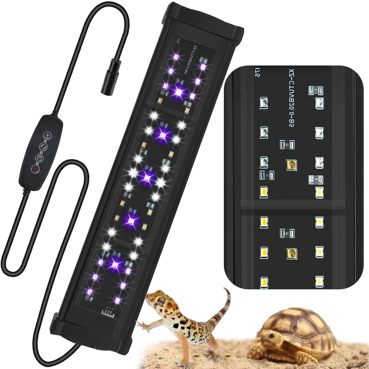 REPTIDLDB 11-inch UVB light with dimming timer for adjustable reptile basking