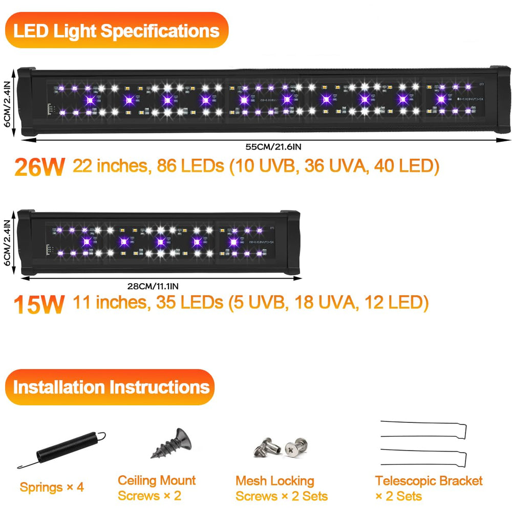REPTIDLDB snakes enclosure with UVB lamp simulating natural sunlight conditions
