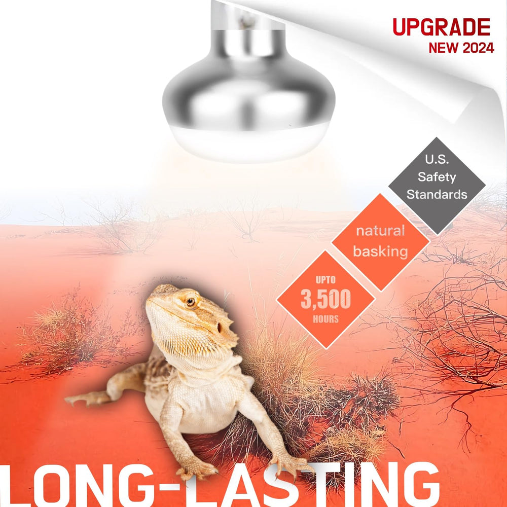 ReptiKing basking light 100W spot closeup shows intense heat beam for reptile thermoregulation.