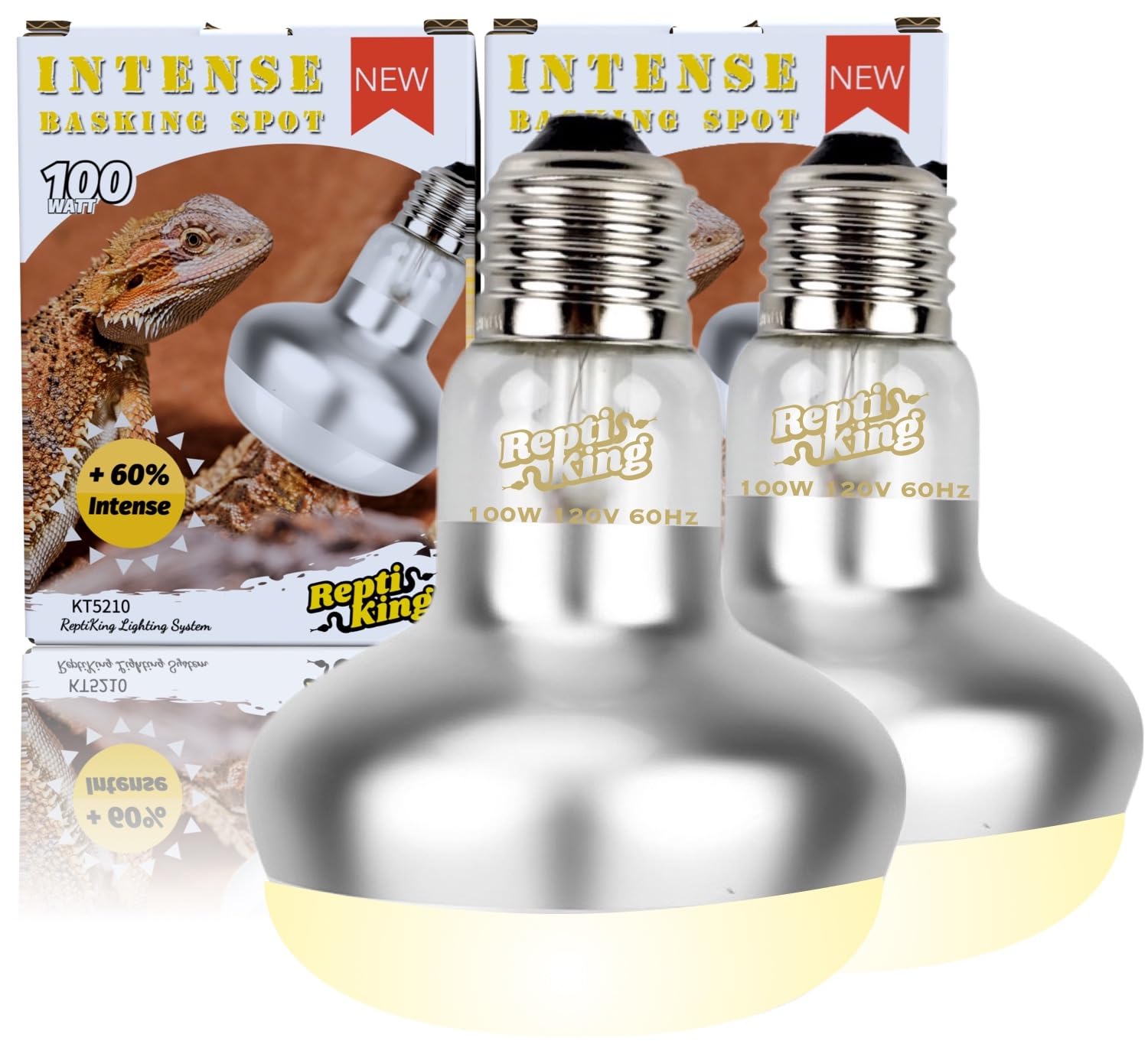 ReptiKing basking light 2pack in packaging for easy setup and quick replacement.