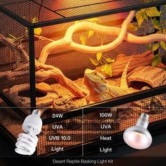 ReptiKing bearded-dragon-enclosure-lighting for daytime warmth.