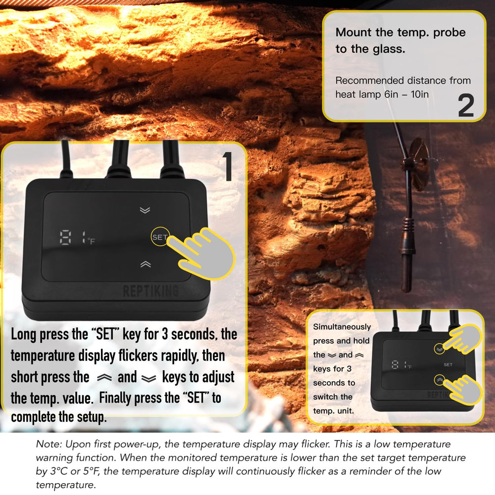 ReptiKing ceramic heat emitter temperature control ideal for consistent terrarium heat.