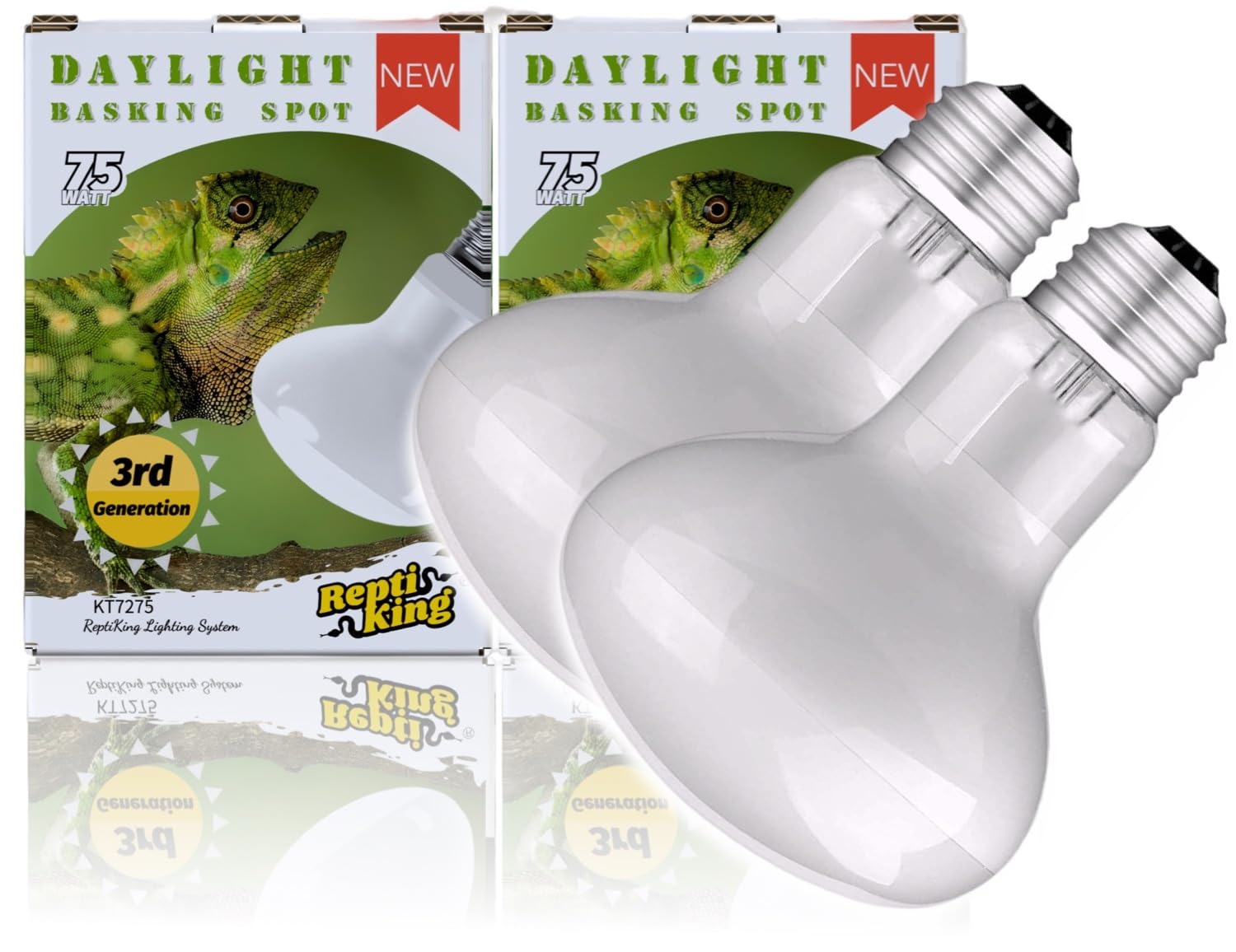 ReptiKing heat bulb 2-pack 75W for daytime basking cycles