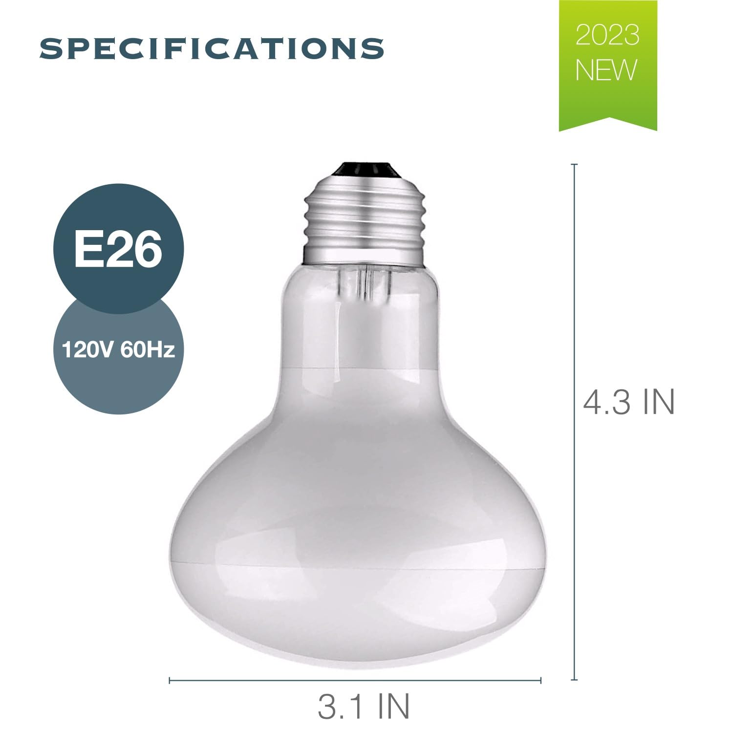ReptiKing E26 base 120V bulb ensures reliable reptile basking light in terrarium.