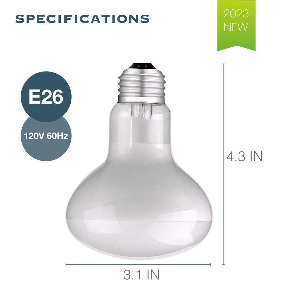 ReptiKing E26 base 120V bulb ensures reliable reptile basking light in terrarium.