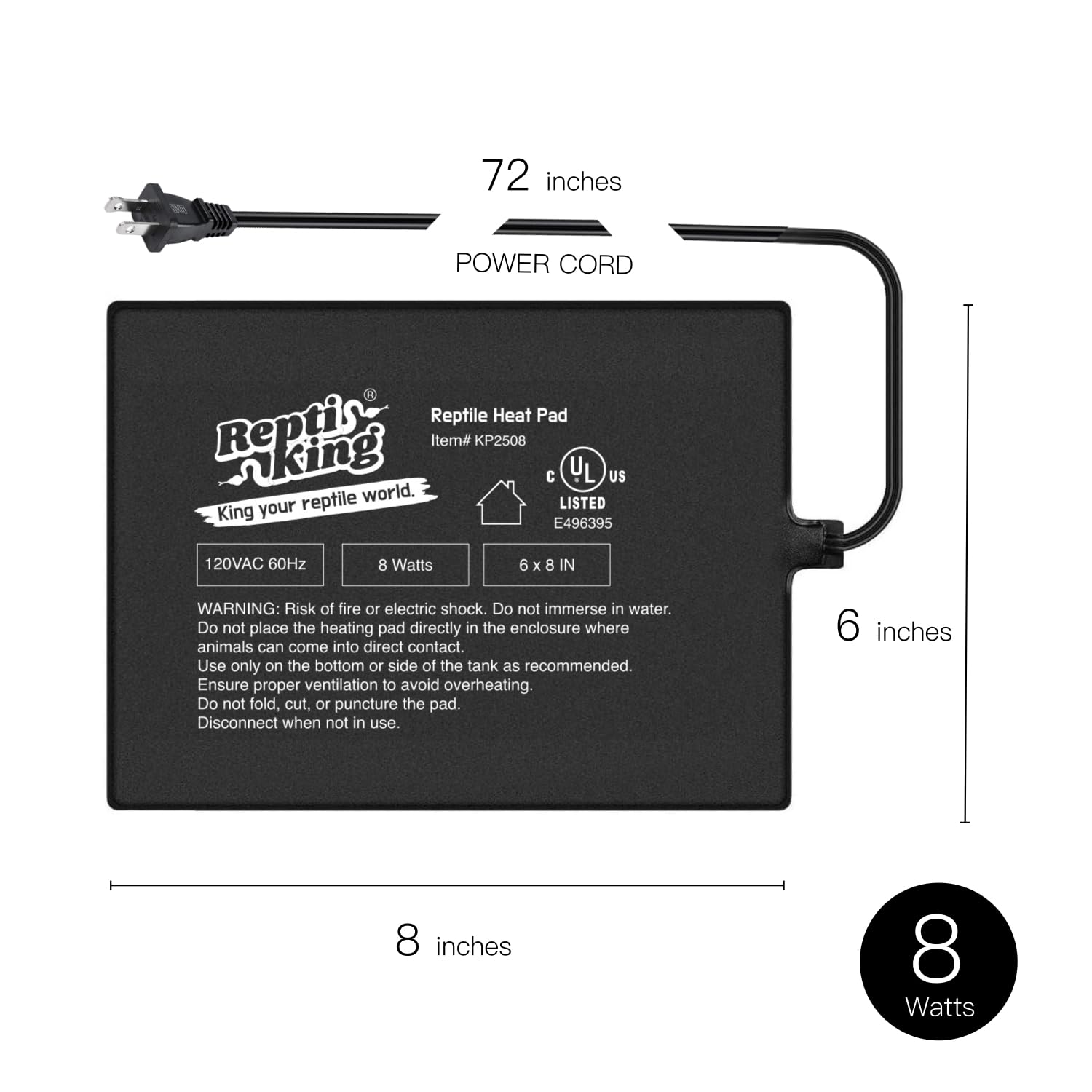 ReptiKing heat pad 6x8 adhesive-back demonstrates secure installation under a tank