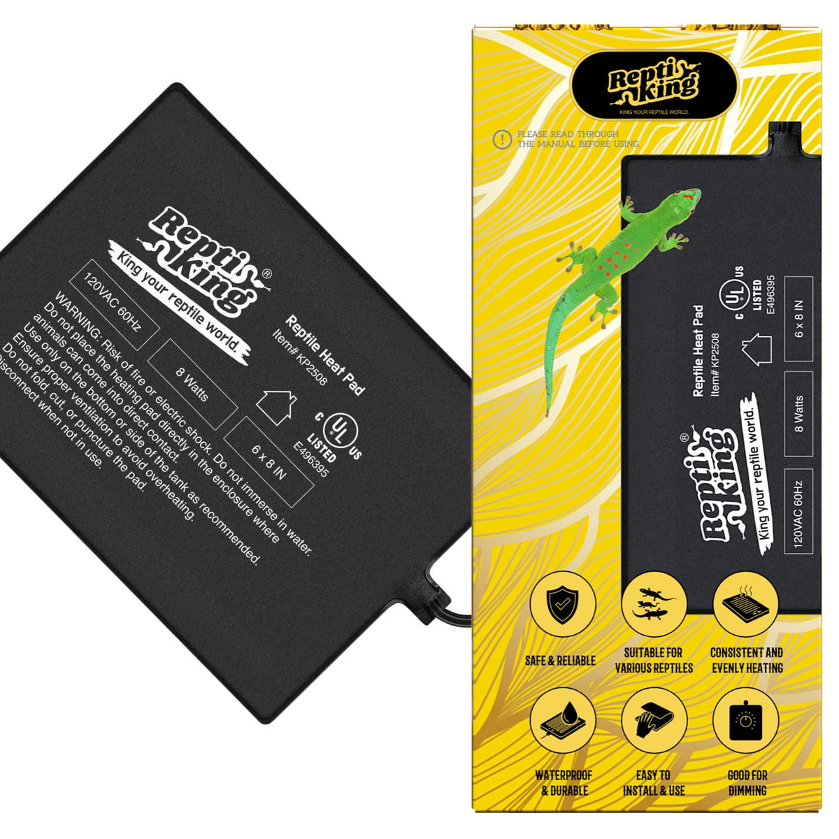 ReptiKing heat pad 6x8 top view shows even warmth across the terrarium