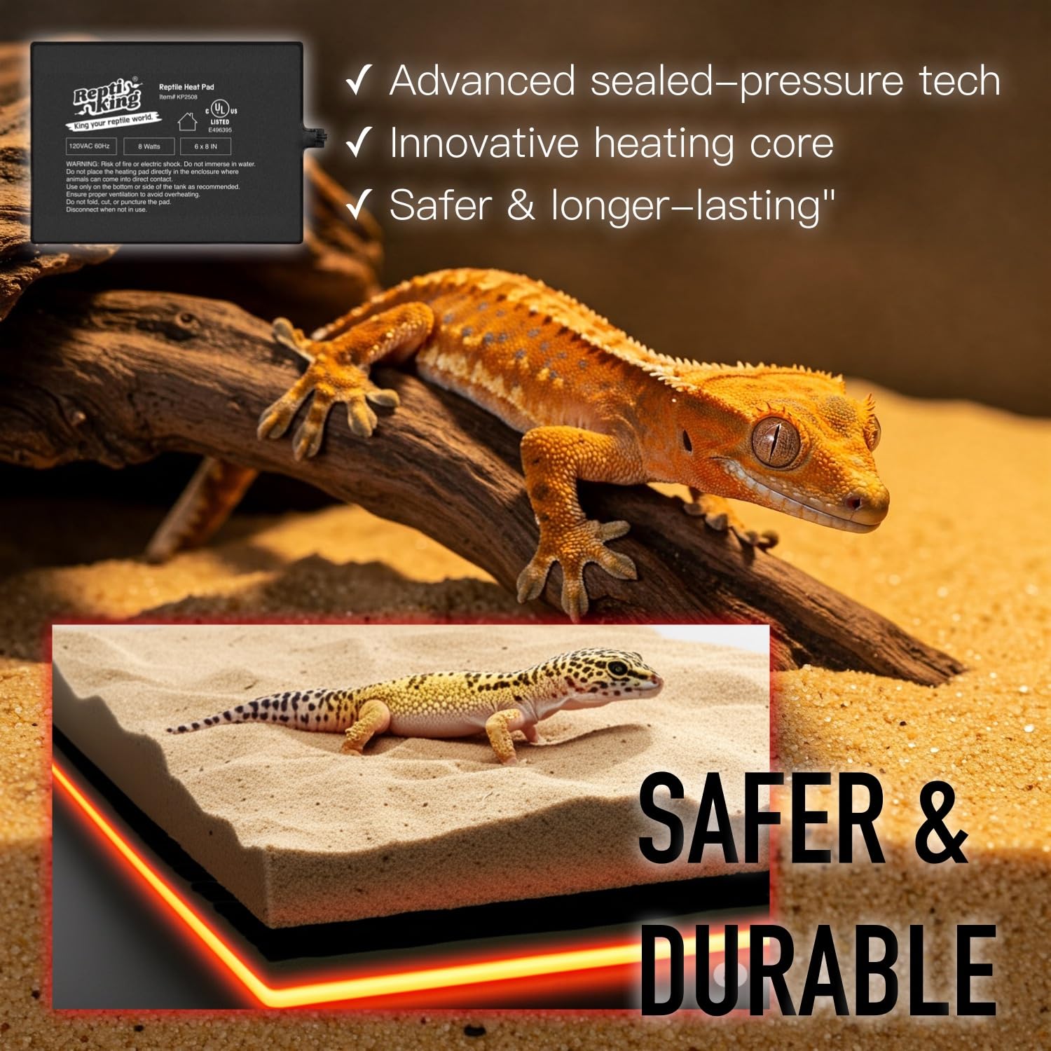 ReptiKing heat pad thermostat-ready feature enables precise temperature control