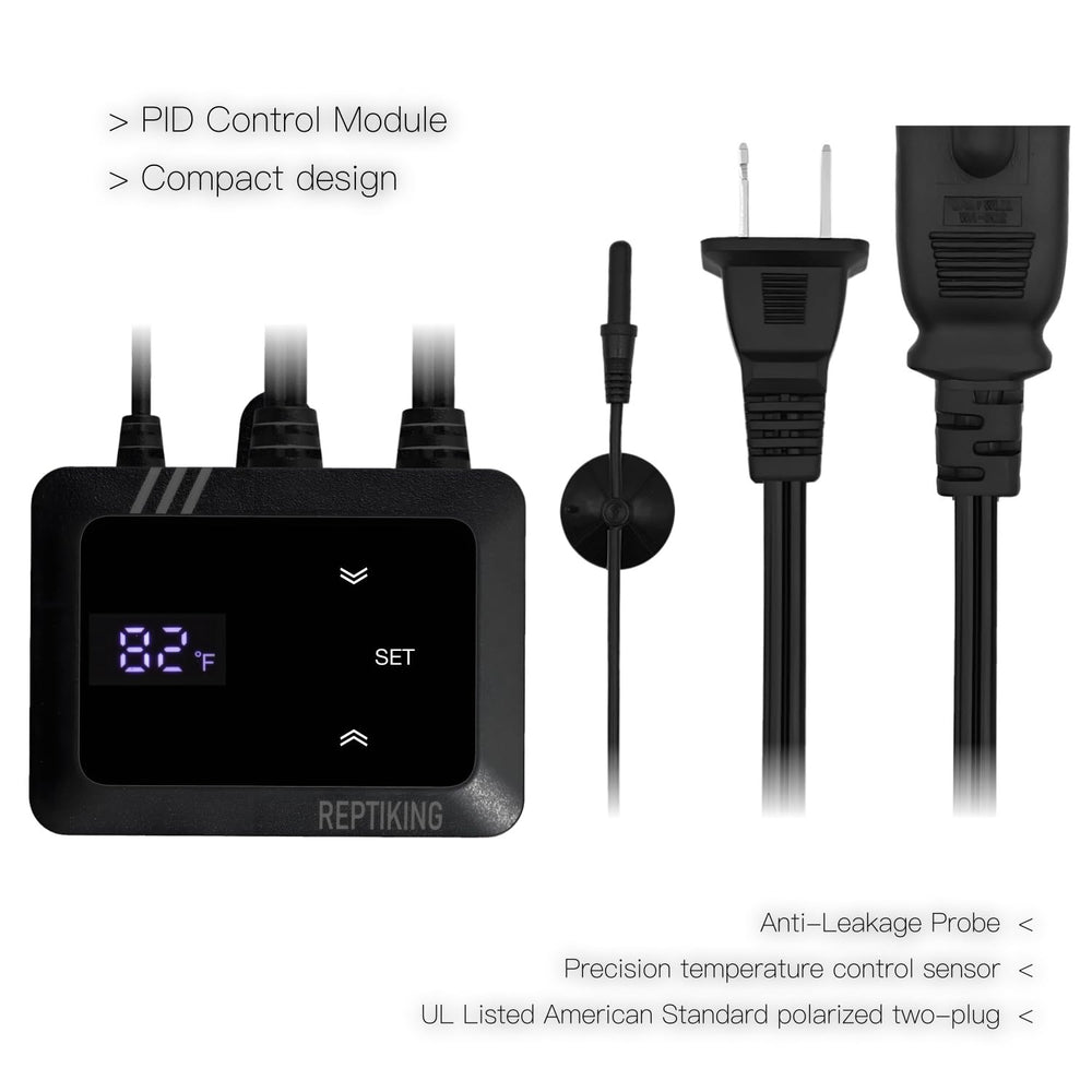 ReptiKing PID thermostat terrarium control enables steady heat without cycling.