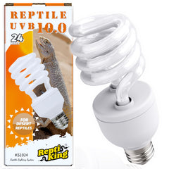 ReptiKing UVB light 10-0 over a desert reptile enclosure supports activity and calcium metabolism