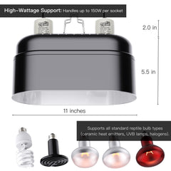 ReptiKing UVB output enhanced by deep reflector for better light distribution in enclosures.