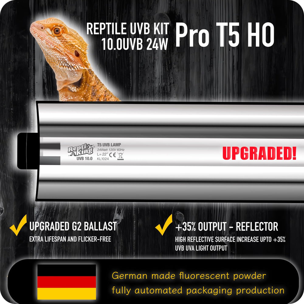 ReptiKing UVB T5 tube 24W provides strong UVB output for desert-dwelling reptiles.