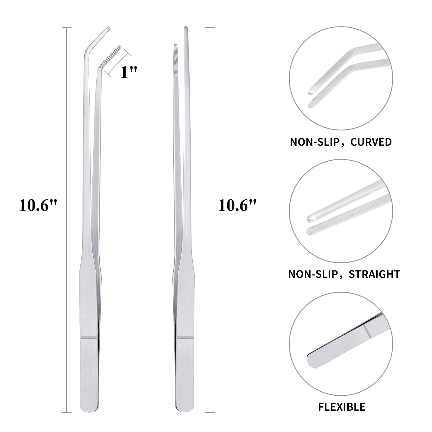 Reptile Growth long-tweezers enable safe reach to feeding spots.
