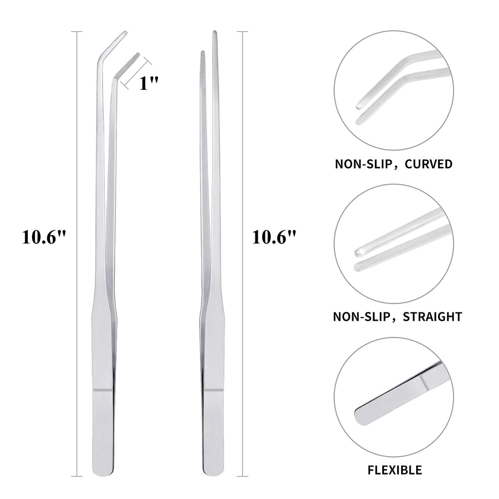 Reptile Growth long-tweezers enable safe reach to feeding spots.