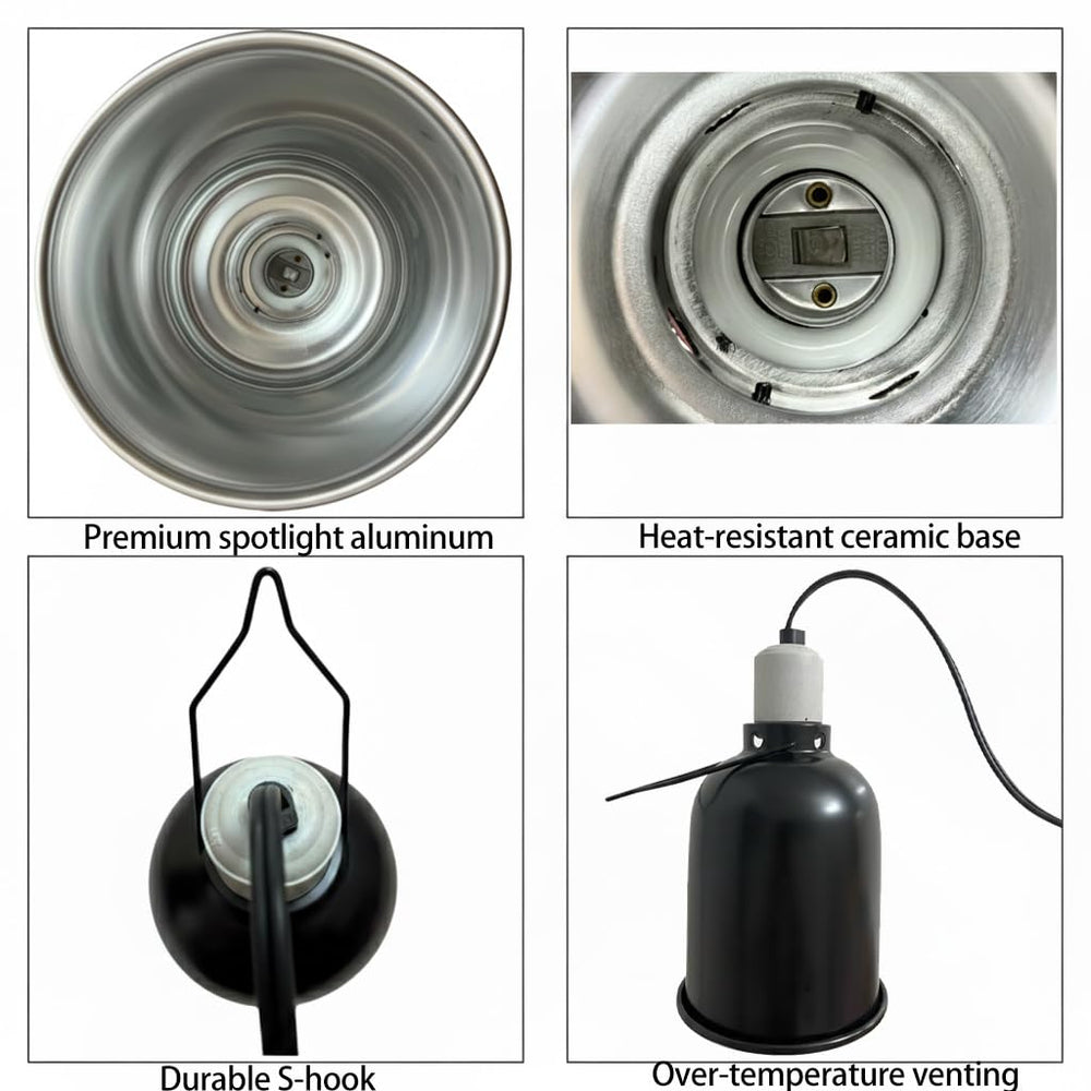 Reptilux independent switch and hanging hook enable flexible positioning.