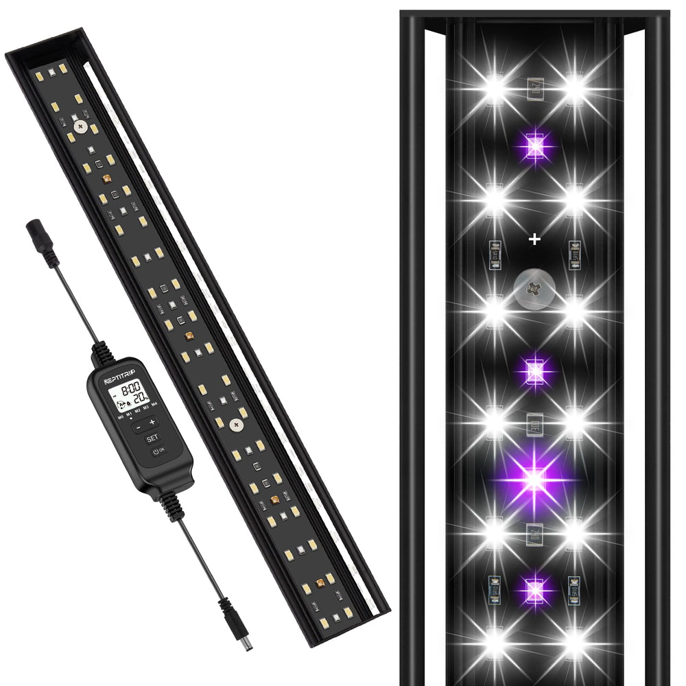 REPTITRIP 16-inch LED UVB light mounted on a reptile enclosure for reliable daytime lighting