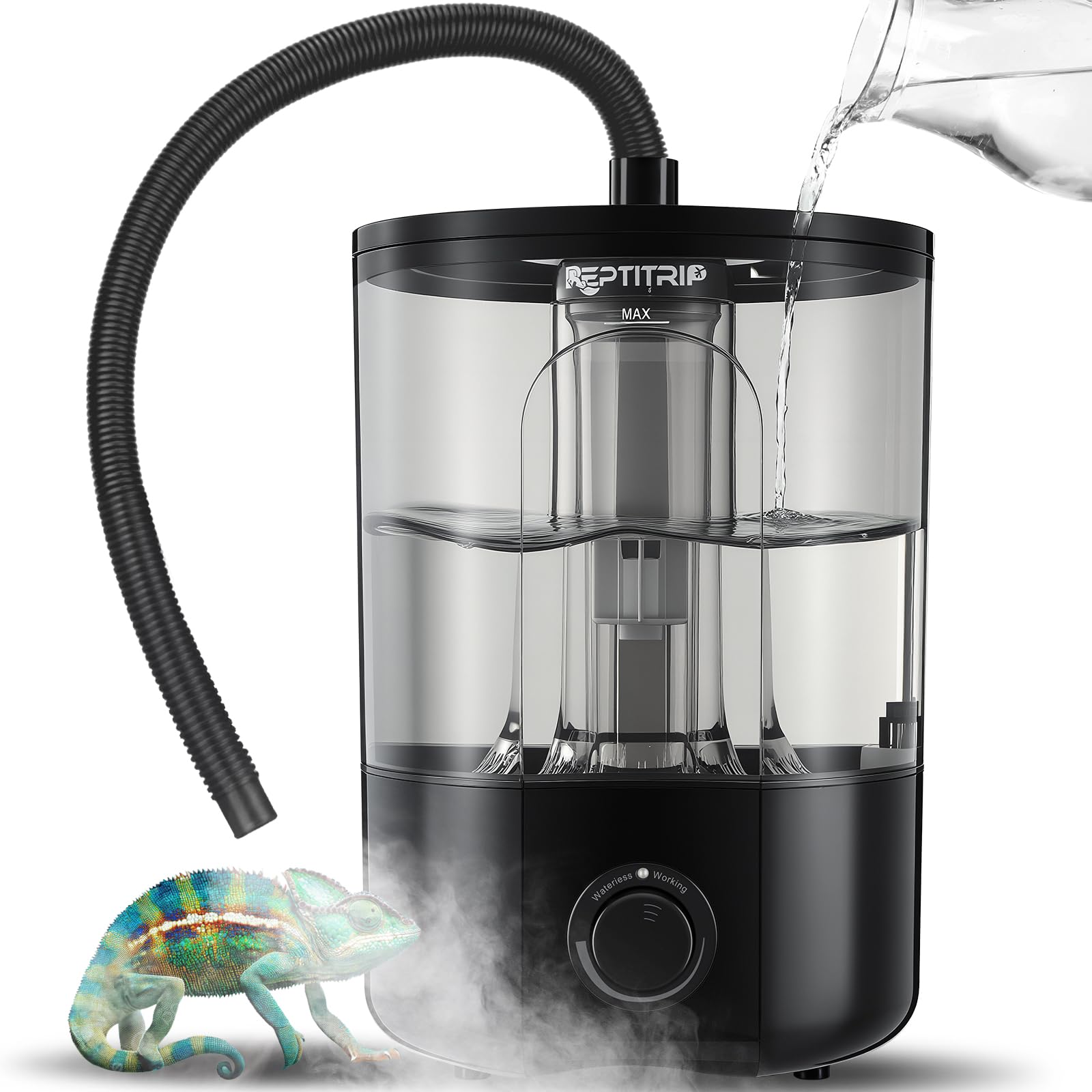 REPTITRIP 1-gallon reservoir shows leak-proof design for mess-free setup.