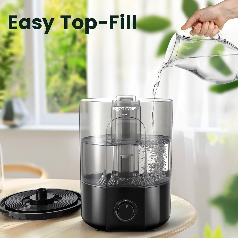 REPTITRIP 1-gallon reservoir sustains humidity for days, reducing refills.