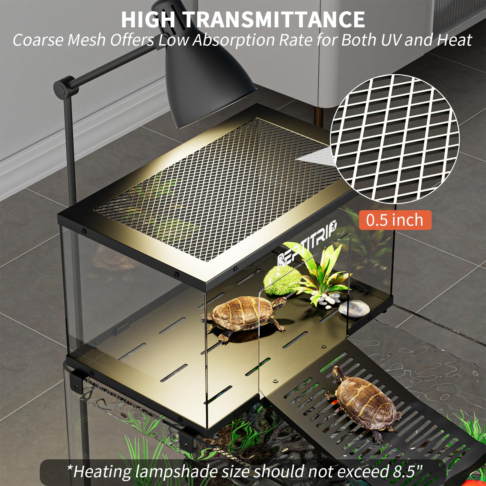 REPTITRIP anti-slip-ramp close-up emphasizes secure grip as turtles climb