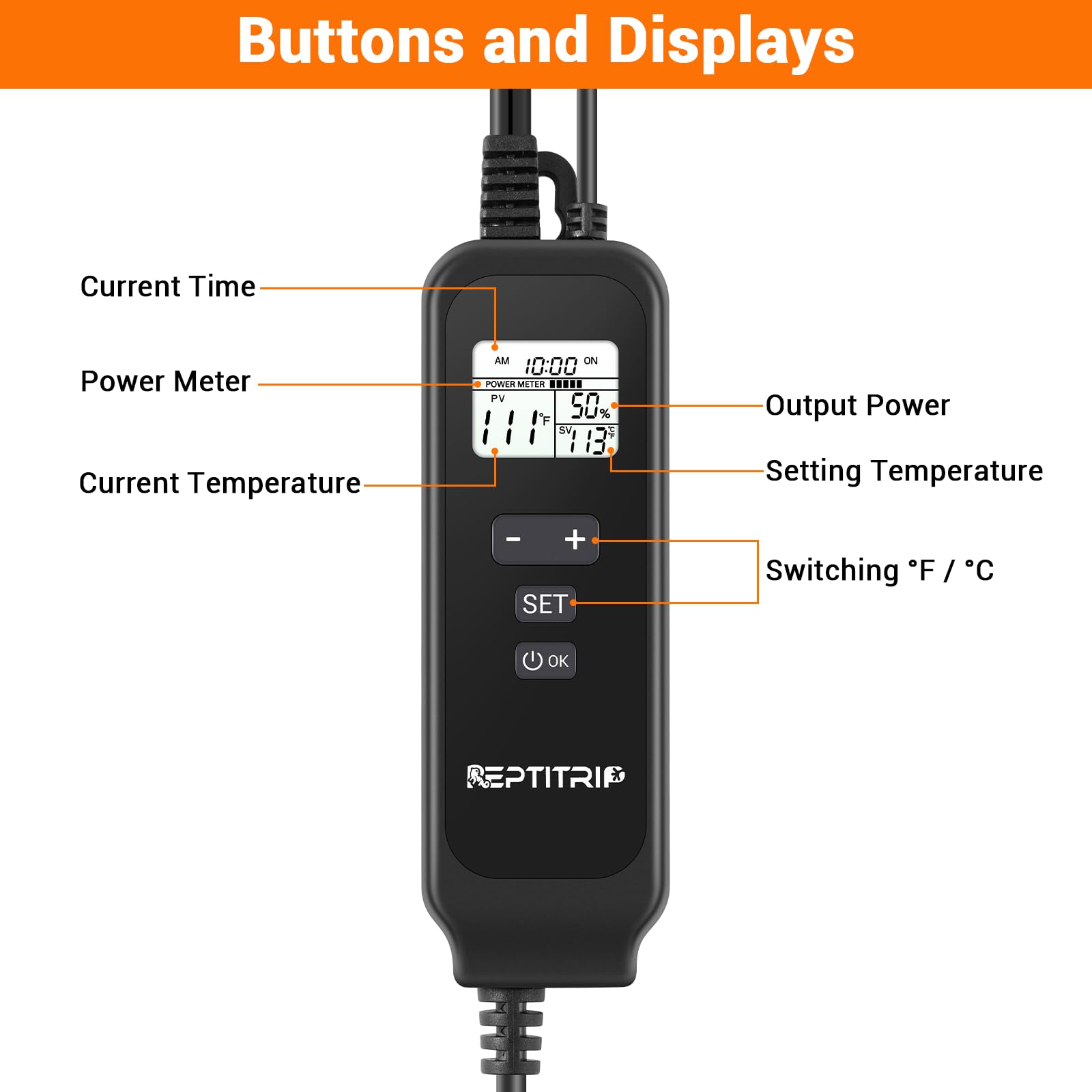 REPTITRIP Dimming Thermostat enclosure integration enables safer, steadier temperatures.