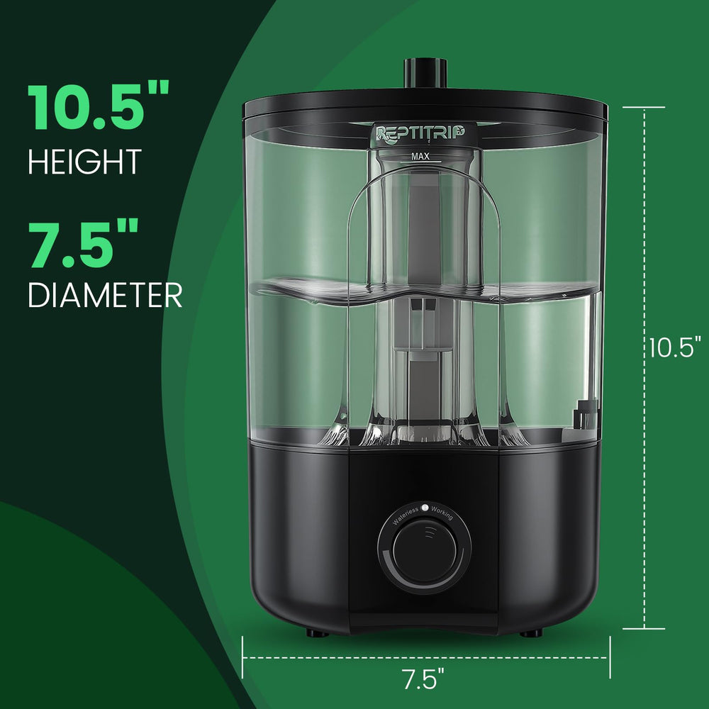 REPTITRIP dry-burn protection indicator flashes red when the tank is empty.