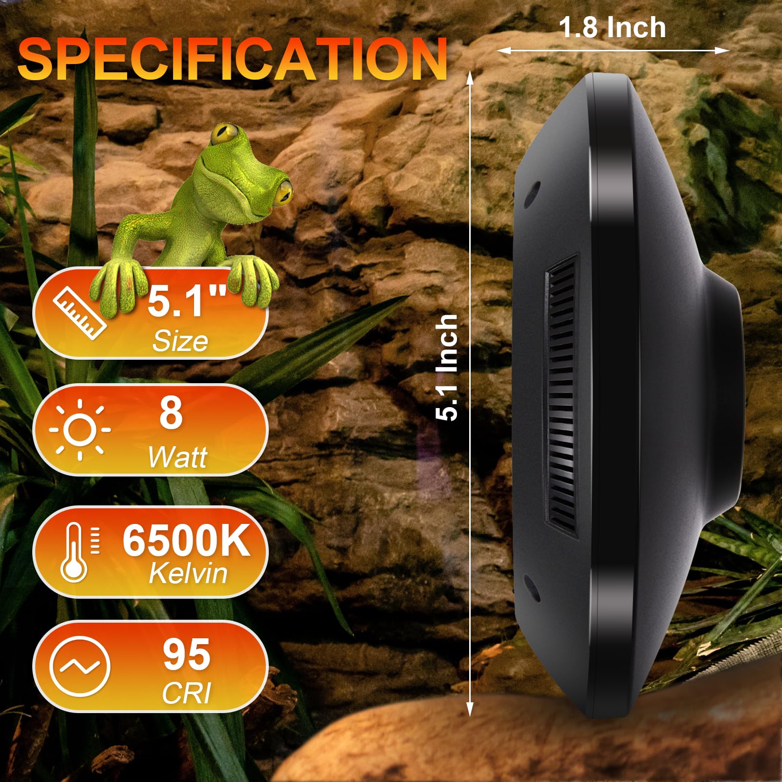 REPTITRIP LED UVB light highlights 8000-hour lifespan and low maintenance.