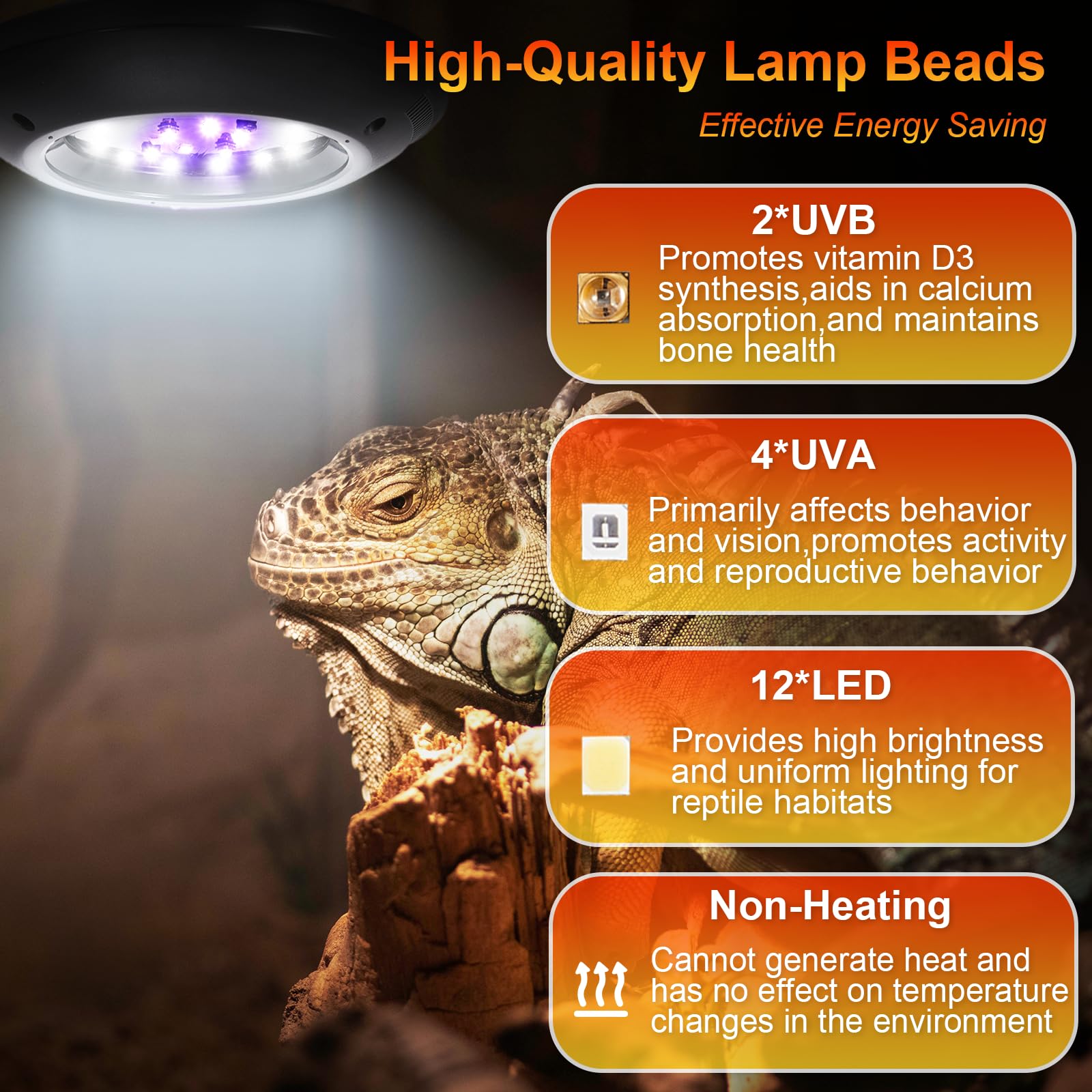 REPTITRIP LED UVB light offers top-mount installation for easy setup.