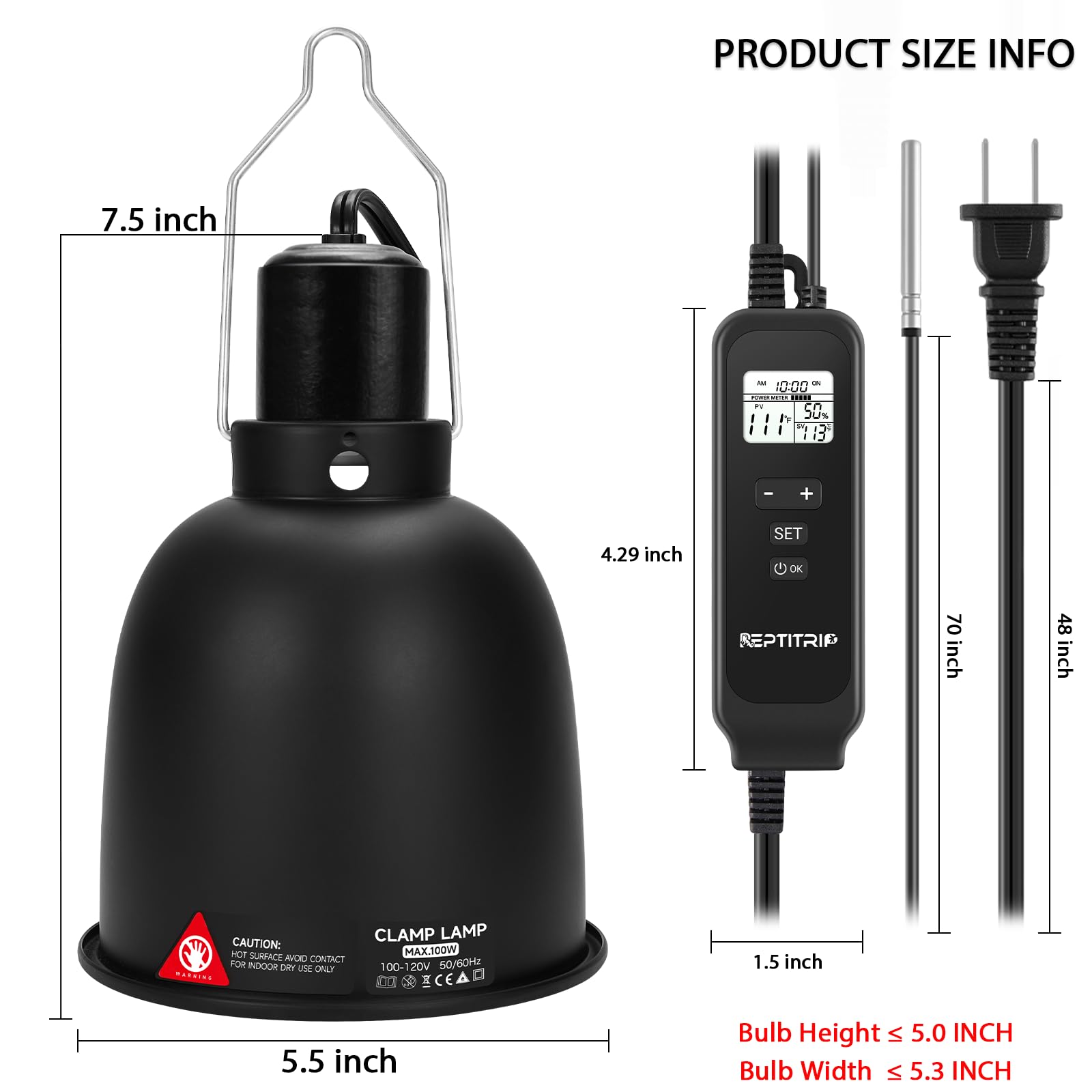 REPTITRIP polished reflector interior concentrates heat and UVB for reptiles
