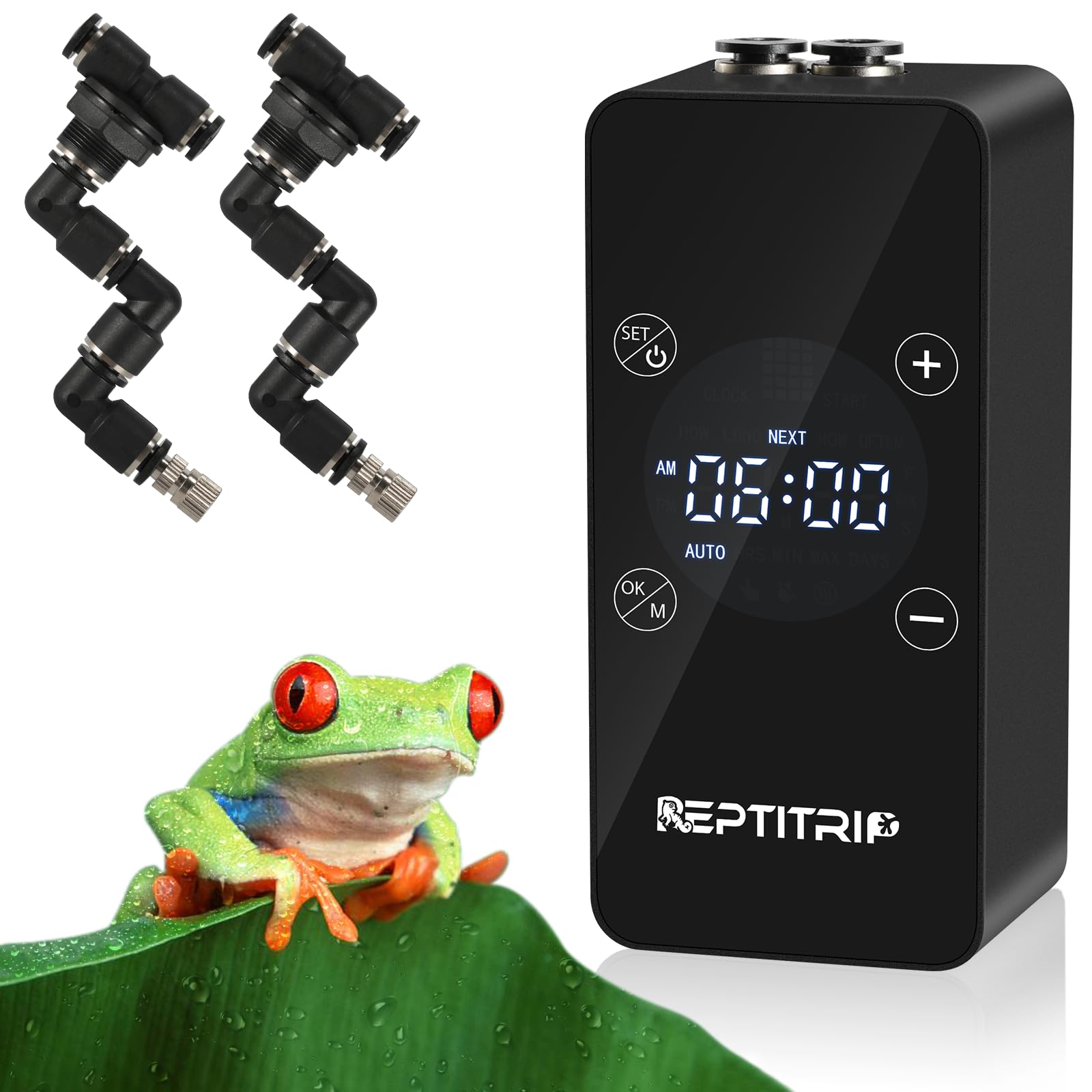 REPTITRIP reptile mister inner clock enables consistent timing for healthy terrarium humidity.