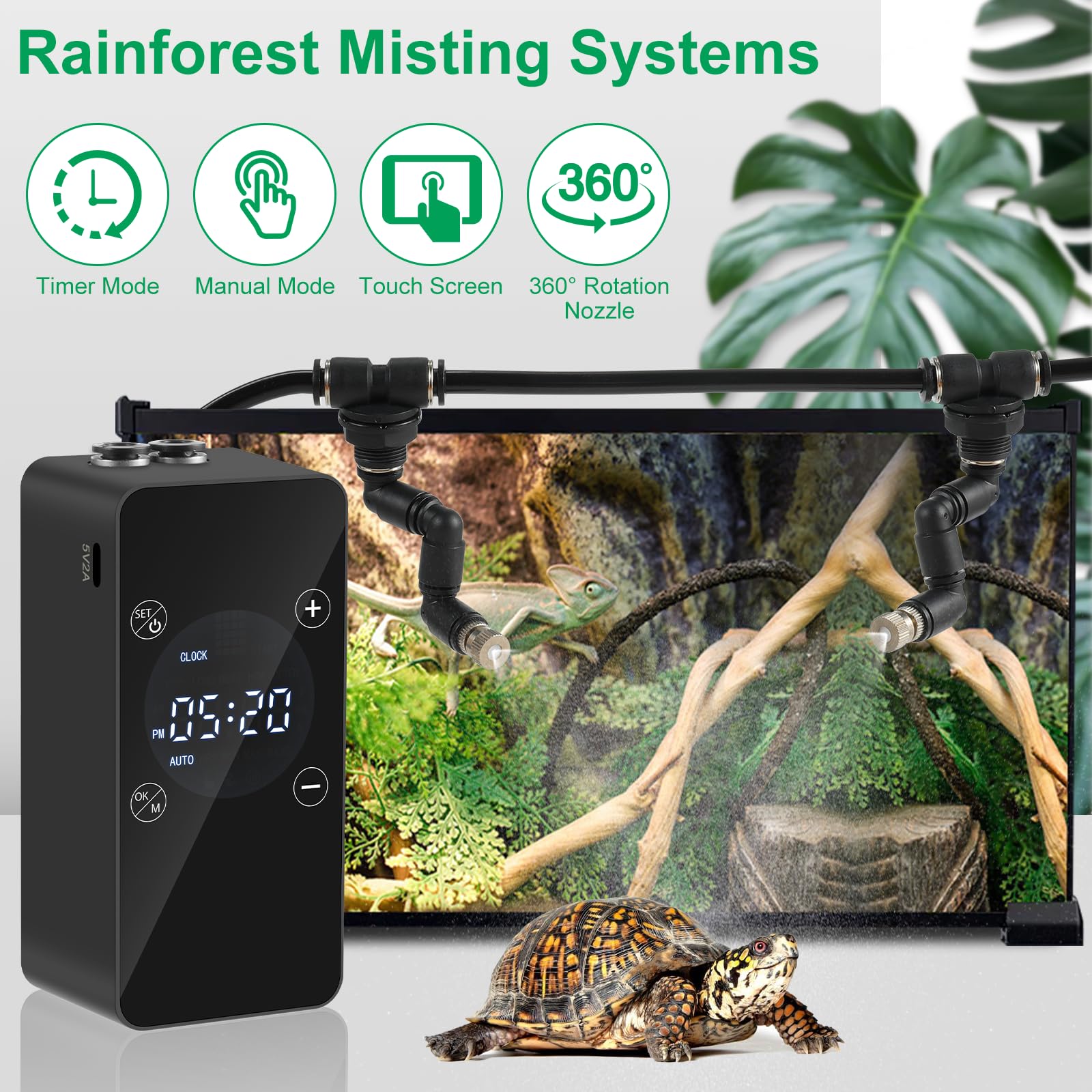 REPTITRIP reptile mister memory function preserves time settings after power loss.