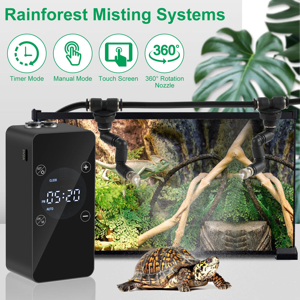 REPTITRIP reptile mister memory function preserves time settings after power loss.