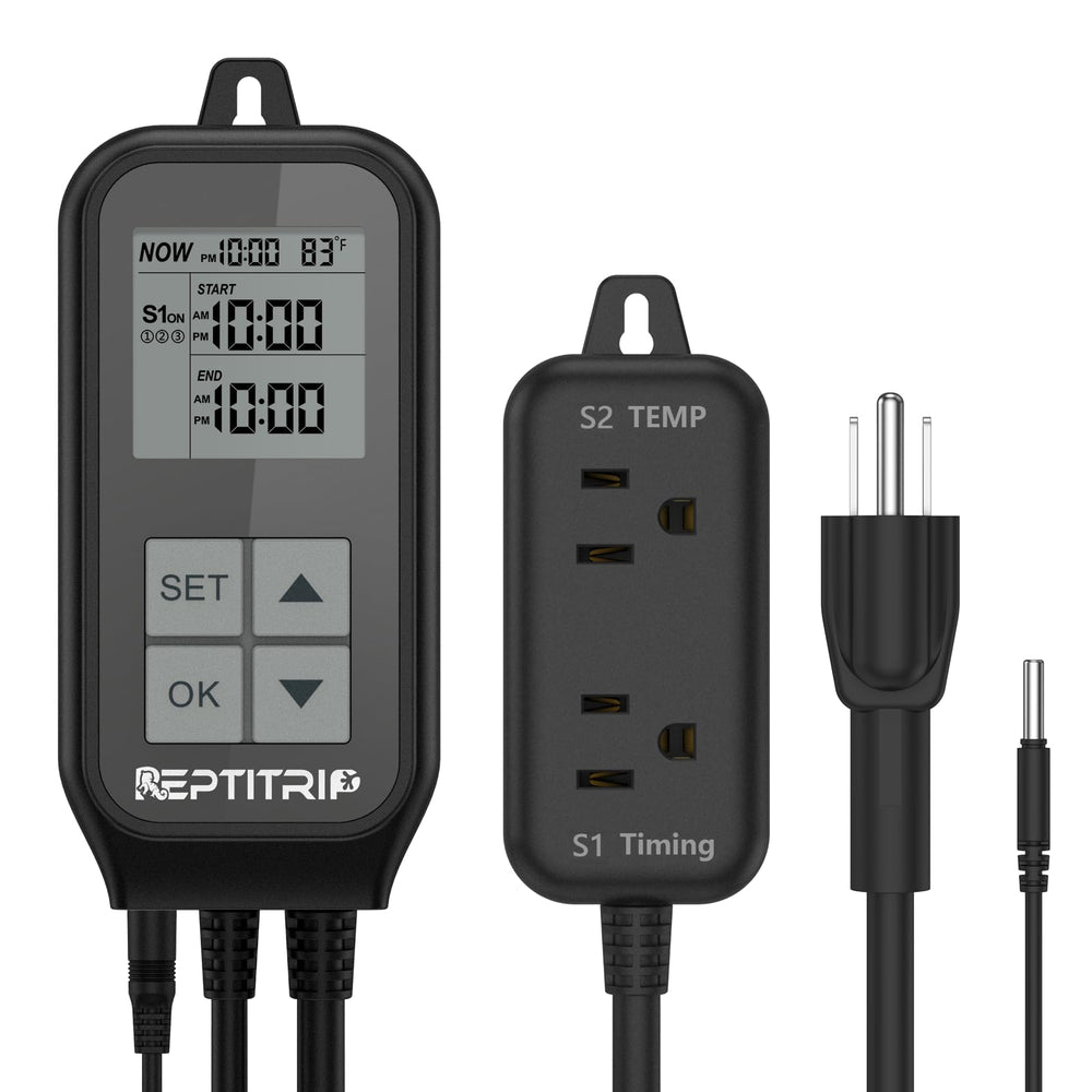 REPTITRIP reptile thermostat digital display enables precise climate control in terrariums.