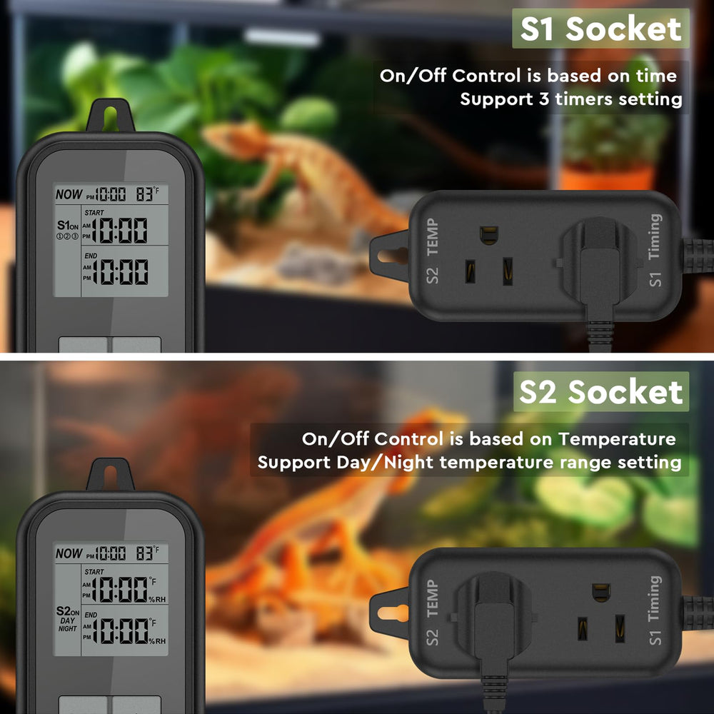 REPTITRIP timer programs closeup highlights customizable schedules for day-night control.