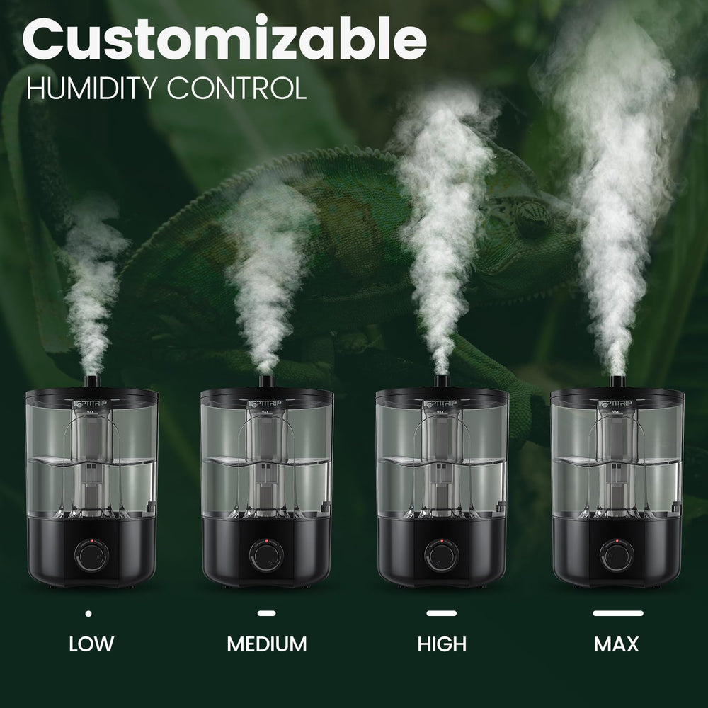 REPTITRIP ultrasonic mist particles deliver quiet, precise humidity for terrariums.